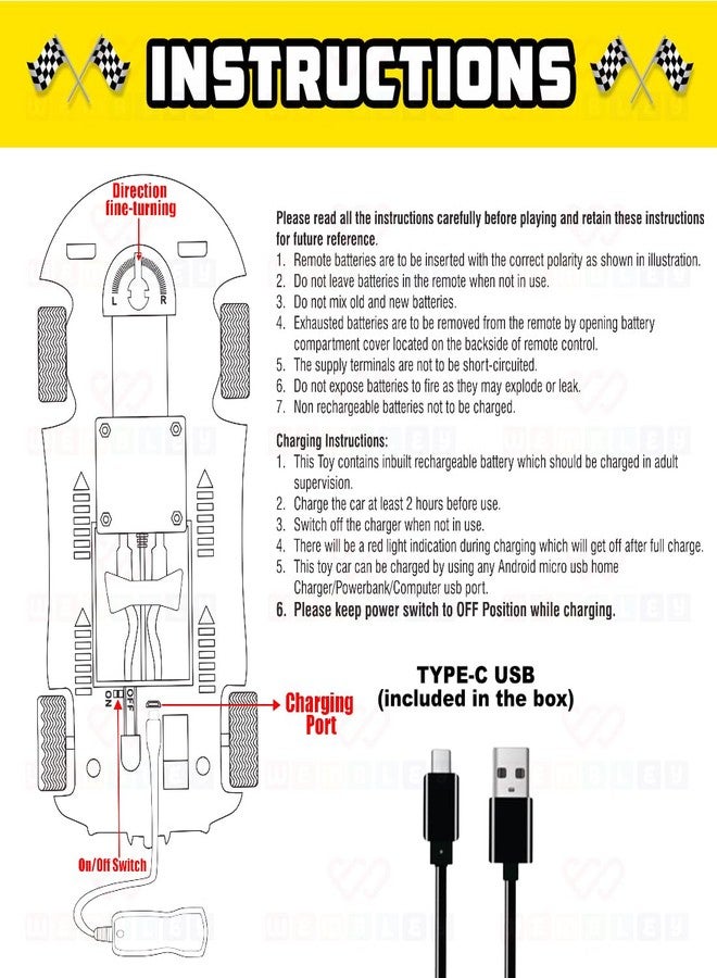 ويمبلي سيارة ويمبلي عالية السرعة قابلة لإعادة الشحن تعمل بجهاز تحكم عن بعد للأطفال، مزودة بأبواب قابلة للفتح وإضاءة LED، لعبة سيارة سباق رياضية فائقة | هدية عيد ميلاد للأولاد - أصفر - Image 5